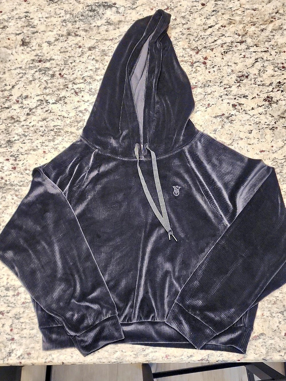 Victoria's Secret Velvet Corduroy Hoodie Black Large